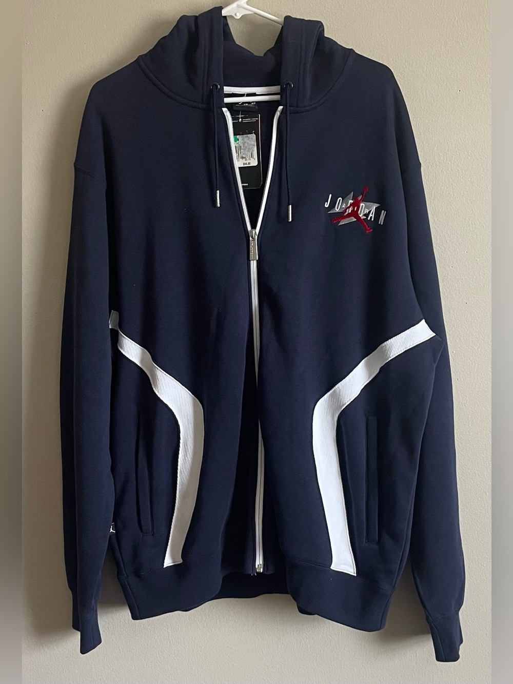 Jordan Navy Zip Hoodie with White Panels Size XL